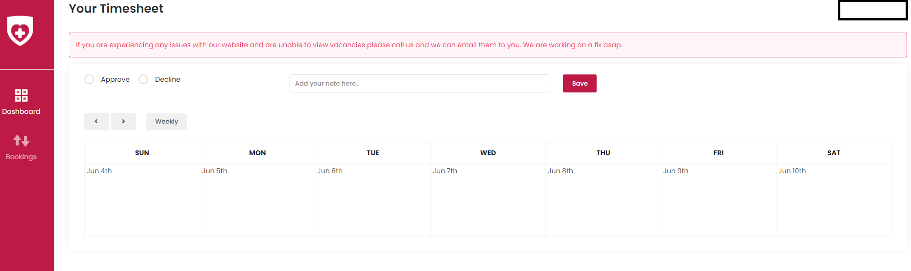 Updating Calendar and Weekly Timesheets Team Locum