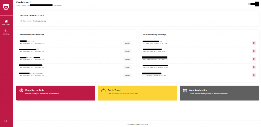 locum dashboard