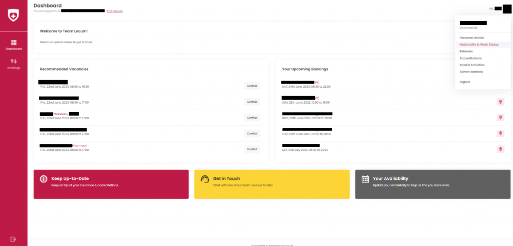 locum dashboard