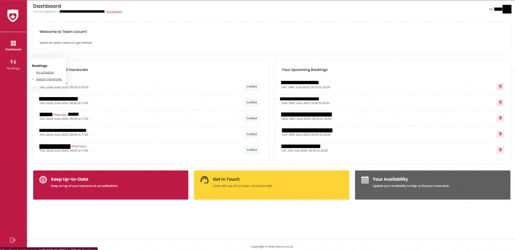 locum dashboard